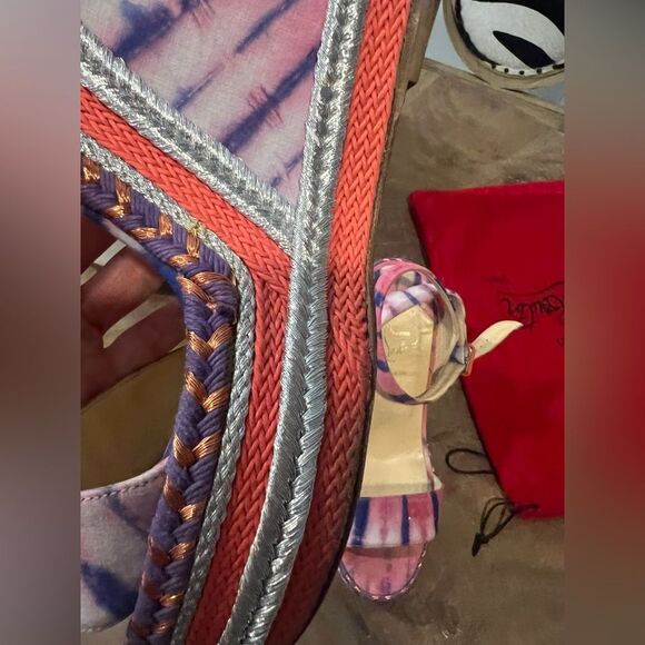 Christian Louboutin Cataclou Duplice Pink and Purple Wedges size 38 - Picture 10 of 14